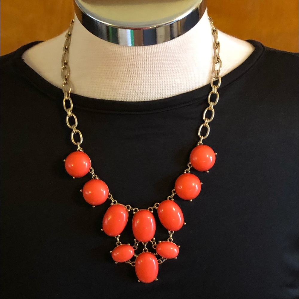 Orange bubble statement necklace